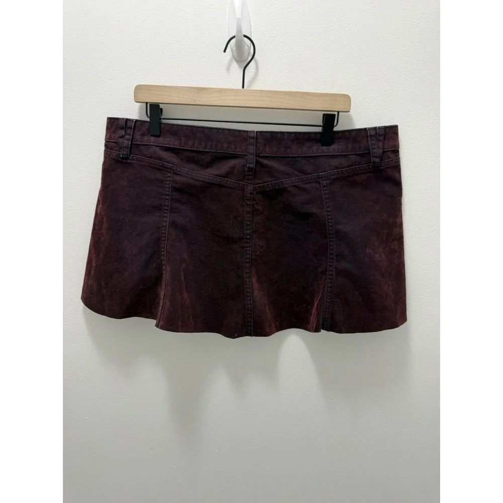 Wild Fable Mini Skirt Women's 14 Burgundy Acid Wash Denim Flare NWT Target